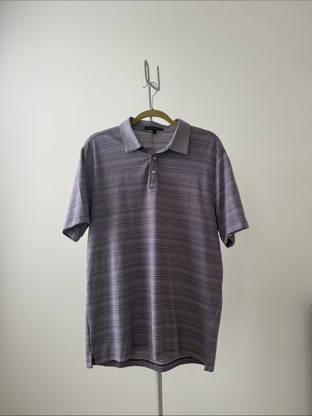 Robert Barakett Men's Purple Striped Polo Shirt Large